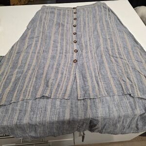 Blue Striped High Low Maxi Skirt